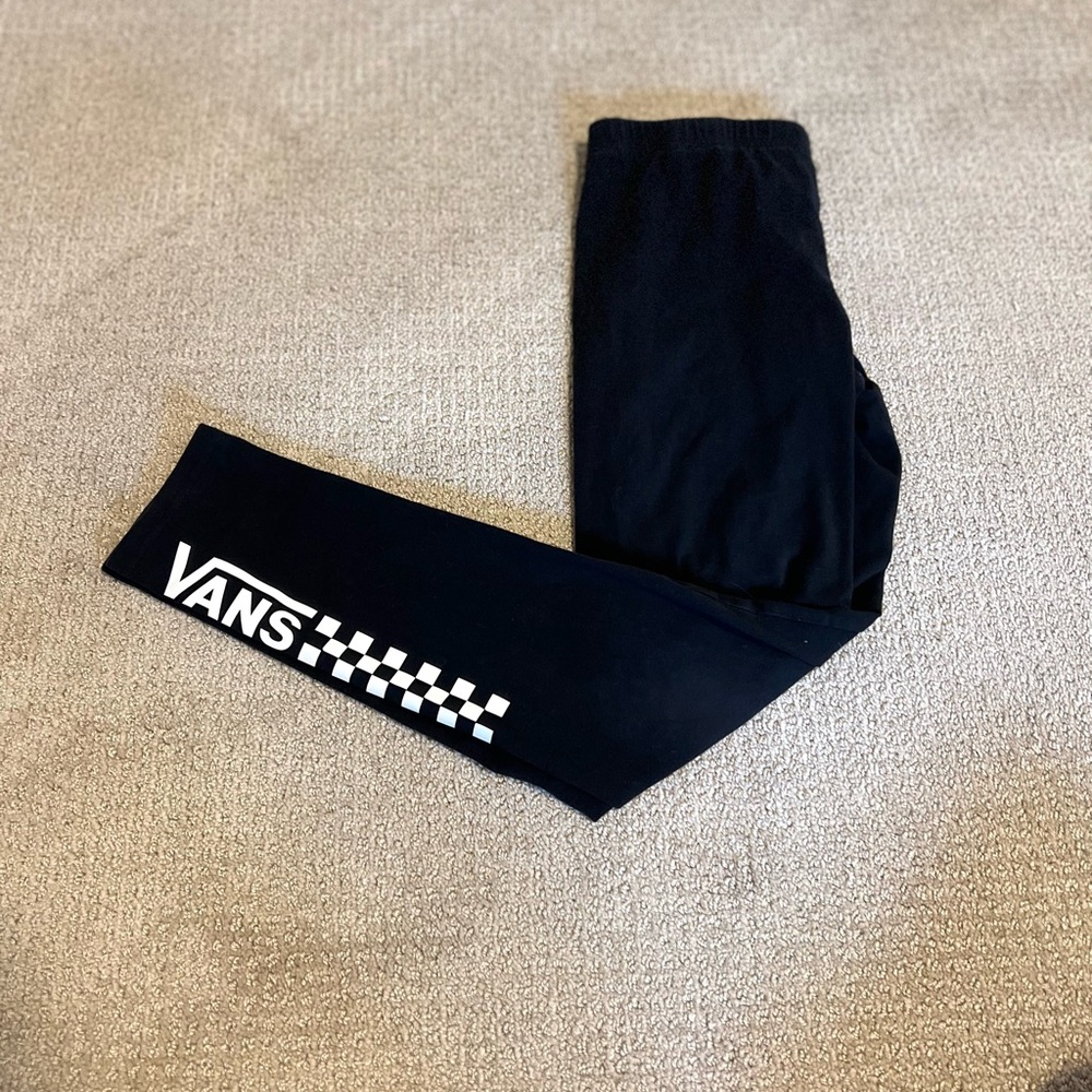 Black Vans Checkered Leggings Sz 10-12Y